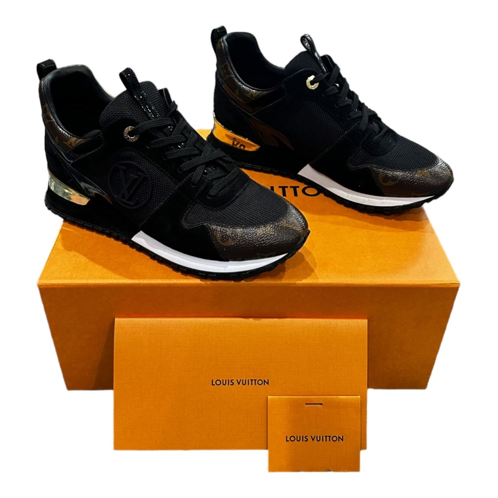 Louis Vuitton Run Away Sneaker size 39/8.5 Black Brown Gold LV Women’s shoe-Sold - Picture 1 of 16